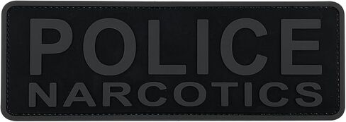 رقعة مخدرات الشرطة مقاس 8.5 × 3 بوصة من مادة PVC مع قفل خطاف خلفي للسترة الموحدة للملابس القتالية وحقيبة ظهر (أسود وأبيض) in Kuwait