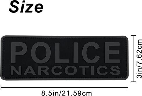 رقعة مخدرات الشرطة مقاس 8.5 × 3 بوصة من مادة PVC مع قفل خطاف خلفي للسترة الموحدة للملابس القتالية وحقيبة ظهر (أسود وأبيض) in Kuwait