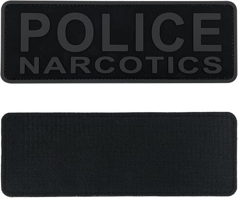 رقعة مخدرات الشرطة مقاس 8.5 × 3 بوصة من مادة PVC مع قفل خطاف خلفي للسترة الموحدة للملابس القتالية وحقيبة ظهر (أسود وأبيض) in Kuwait