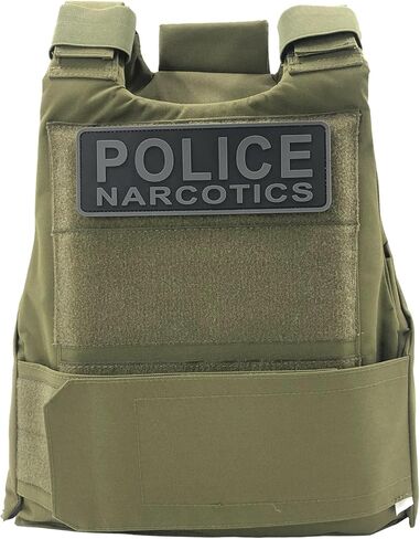 رقعة مخدرات الشرطة مقاس 8.5 × 3 بوصة من مادة PVC مع قفل خطاف خلفي للسترة الموحدة للملابس القتالية وحقيبة ظهر (أسود وأبيض) in Kuwait