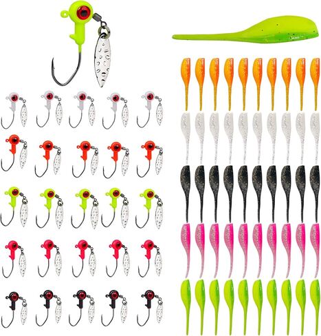 75pcs الكرابي السحر تهزهز رؤساء عدة، لينة السحر الصيد الصيد تهزهز رئيس تلاعب هوك الصيد الطعم البلاستيك السحر لباس سمك السلمون المرقط المياه المالحة الصيد في المياه العذبة in Kuwait