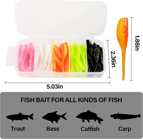 75pcs الكرابي السحر تهزهز رؤساء عدة، لينة السحر الصيد الصيد تهزهز رئيس تلاعب هوك الصيد الطعم البلاستيك السحر لباس سمك السلمون المرقط المياه المالحة الصيد في المياه العذبة in Kuwait