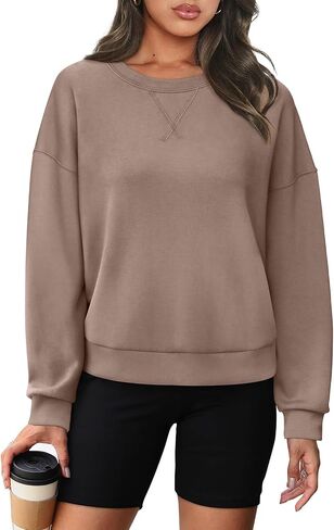 WIHOLL Sweatshirt for Women Crewneck Long Sleeve Pullover Loose Fit Crop Tops 2024 Fall Fashion Clothes in Saudi Arabia