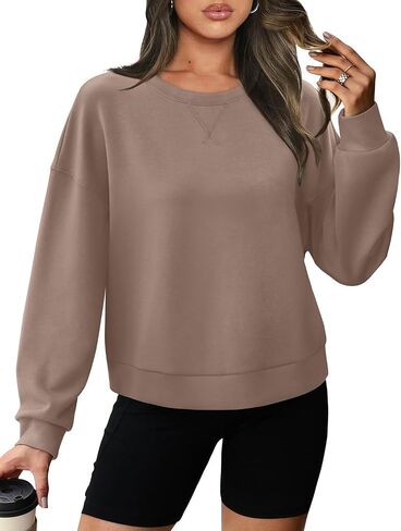 WIHOLL Sweatshirt for Women Crewneck Long Sleeve Pullover Loose Fit Crop Tops 2024 Fall Fashion Clothes in Saudi Arabia