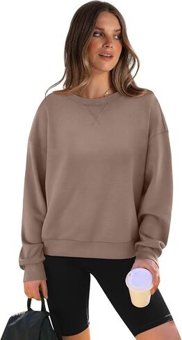 WIHOLL Sweatshirt for Women Crewneck Long Sleeve Pullover Loose Fit Crop Tops 2024 Fall Fashion Clothes in Saudi Arabia