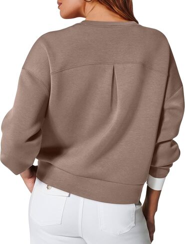 WIHOLL Sweatshirt for Women Crewneck Long Sleeve Pullover Loose Fit Crop Tops 2024 Fall Fashion Clothes in Saudi Arabia