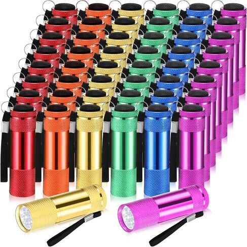 48 Pcs Mini Flashlights Bulk, Bright Aluminum Handheld Flash Light with Lanyard, Small LED Flashlights for Kids Night Reading Emergency Hurricane Camping Hiking Party Favors(Classic Color) in Saudi Arabia
