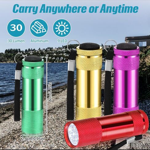 48 Pcs Mini Flashlights Bulk, Bright Aluminum Handheld Flash Light with Lanyard, Small LED Flashlights for Kids Night Reading Emergency Hurricane Camping Hiking Party Favors(Classic Color) in Saudi Arabia