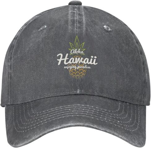 Funny Pineapple Hawaii Vintage Distressed Adjustable Washed Denim Mens Dad Trucker Hat Baseball Ball Cap for Men in Kuwait