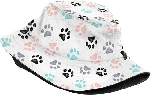 Dog Paw Print Bucket Hat Cute Fisherman Hat Colorful Paw Bucket Hats Sun Hat for Fishing Hiking Camping in Saudi Arabia