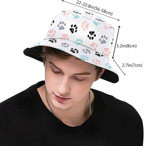 Dog Paw Print Bucket Hat Cute Fisherman Hat Colorful Paw Bucket Hats Sun Hat for Fishing Hiking Camping in Saudi Arabia