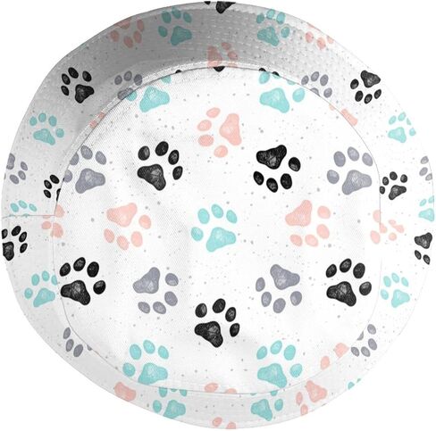 Dog Paw Print Bucket Hat Cute Fisherman Hat Colorful Paw Bucket Hats Sun Hat for Fishing Hiking Camping in Saudi Arabia