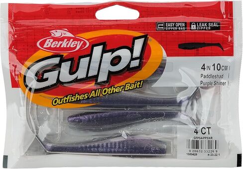 Berkley Gulp! Paddleshad Fishing Bait, Purple Shiner, 4in, Extreme Scent Dispersion, Realistic Baitfish Profile, Ideal for Bass, Trout, Walleye, Pike and More in Kuwait