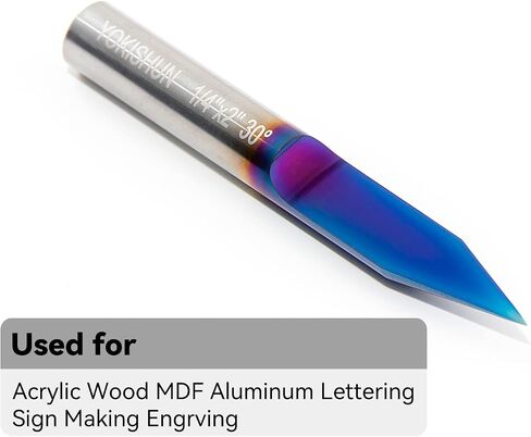 CNC V Bit 15 Degree Engraving Bit 0.005 Tip 1/4 Shank with Nano Blue Coat Solid Carbide V Groove Router Bit for Signmaking Carving in Saudi Arabia