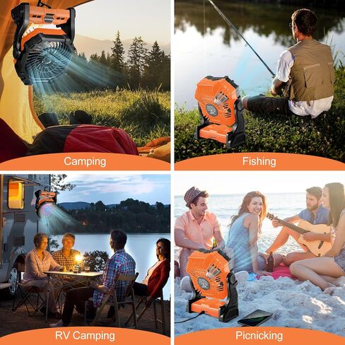 Odoland 20000mAh Camping Fan, Portable Misting Fan with RGB Light, Battery Operated Rechargeable Mister Tent Fan with Hook & 250mL Water Tank, Cooling Mist Fans for Outdoor Beach Patios RV Car Summer in Saudi Arabia