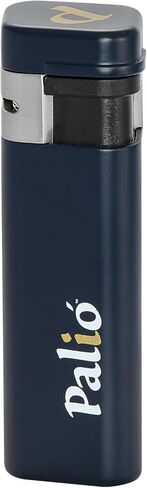 Palió Treo Triple Jet Flame Butane Torch Lighter for Cigars, Navy Blue | Wind Resistant, Oversized Refillable Fuel Tank, Adjustable Flame, Easy Push Ignition, Flip-Top Lid, High Altitude Tested in Saudi Arabia