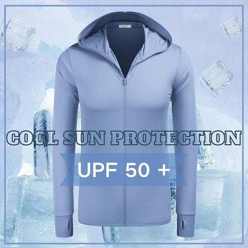 COOFANDY Men Full Zip UPF 50 Sun Protection Hoodie Jacket Long Sleeve Lightweight Breathable UV Shirts with Pockets in Kuwait