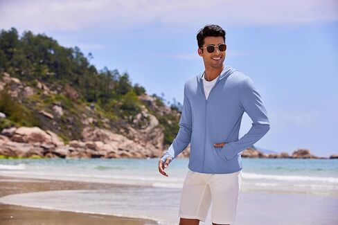 COOFANDY Men Full Zip UPF 50 Sun Protection Hoodie Jacket Long Sleeve Lightweight Breathable UV Shirts with Pockets in Kuwait