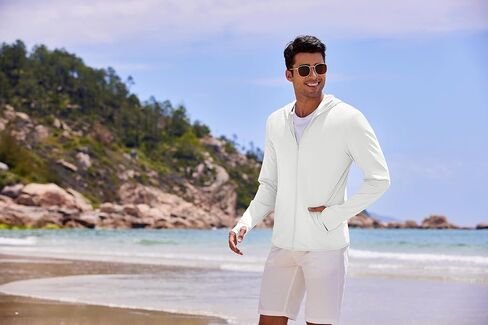 COOFANDY Men Full Zip UPF 50 Sun Protection Hoodie Jacket Long Sleeve Lightweight Breathable UV Shirts with Pockets in Kuwait