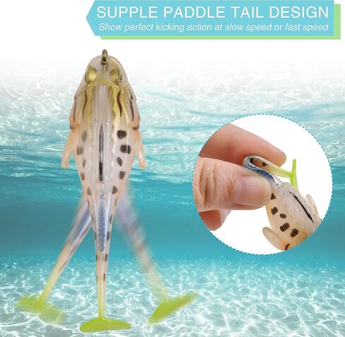 طُعم صيد السمك من OROOTL لباس السباحة المجهزة مسبقًا بدون أعشاب من البلاستيك الناعم ورؤوس تهزهز وذيل السباحة لسمك السلمون المرقط بايك والي وصيد الأسماك في المياه العذبة والمياه المالحة in Kuwait