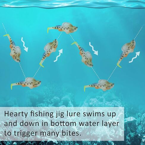 طُعم صيد السمك من OROOTL لباس السباحة المجهزة مسبقًا بدون أعشاب من البلاستيك الناعم ورؤوس تهزهز وذيل السباحة لسمك السلمون المرقط بايك والي وصيد الأسماك في المياه العذبة والمياه المالحة in Kuwait
