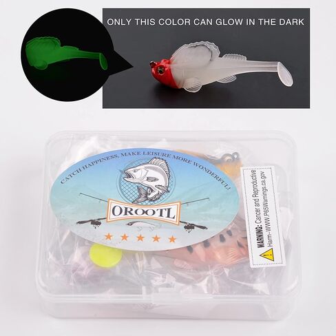 طُعم صيد السمك من OROOTL لباس السباحة المجهزة مسبقًا بدون أعشاب من البلاستيك الناعم ورؤوس تهزهز وذيل السباحة لسمك السلمون المرقط بايك والي وصيد الأسماك في المياه العذبة والمياه المالحة in Kuwait