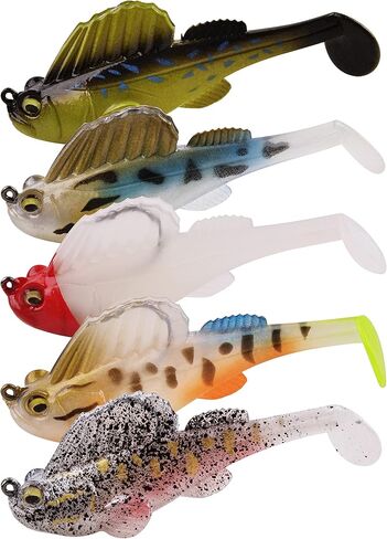 طُعم صيد السمك من OROOTL لباس السباحة المجهزة مسبقًا بدون أعشاب من البلاستيك الناعم ورؤوس تهزهز وذيل السباحة لسمك السلمون المرقط بايك والي وصيد الأسماك في المياه العذبة والمياه المالحة in Kuwait