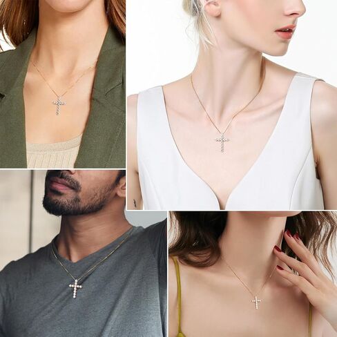 Diamond Moissanite Cross Chain Pendant: GRA Certificate D-F Color Vvs1 Clarity Diamond-Like Effect Sterling Silver 14k White Gold Cross Necklace 18+3 Inch Chain Extender For Men Women Mother's Day Valentine'Day Jewelry Gifts 3 Carats in Saudi Arabia