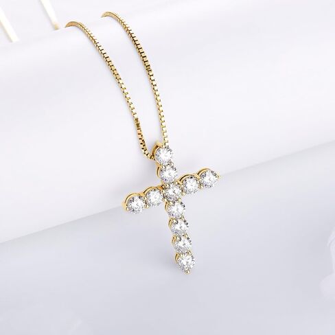 Diamond Moissanite Cross Chain Pendant: GRA Certificate D-F Color Vvs1 Clarity Diamond-Like Effect Sterling Silver 14k White Gold Cross Necklace 18+3 Inch Chain Extender For Men Women Mother's Day Valentine'Day Jewelry Gifts 3 Carats in Saudi Arabia