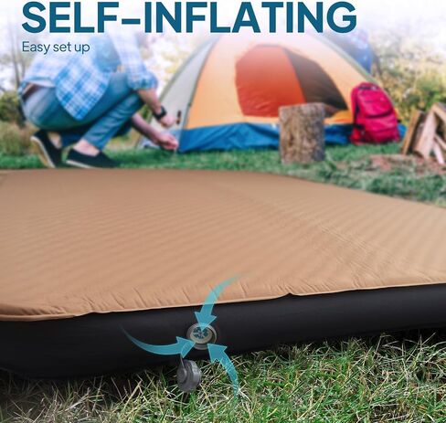 LOSTHORIZON 4.5" Thick Self Inflating Sleeping Pad with Solid Foam, Camping Mattress with Air Pump, Portable Roll Up Bed, Inflatable Outdoor Mat for Rooftop Tent Car Truck Van, Double in Saudi Arabia