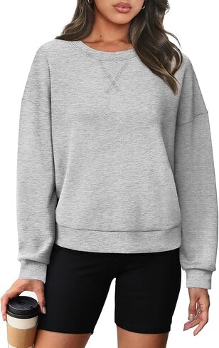 WIHOLL Sweatshirt for Women Crewneck Long Sleeve Pullover Loose Fit Crop Tops 2024 Fall Fashion Clothes in Saudi Arabia