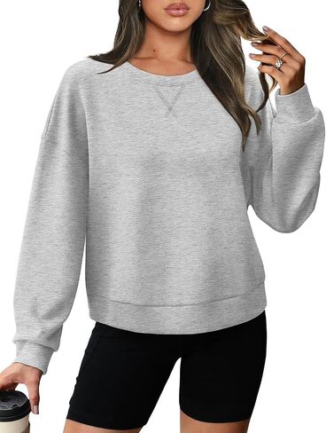 WIHOLL Sweatshirt for Women Crewneck Long Sleeve Pullover Loose Fit Crop Tops 2024 Fall Fashion Clothes in Saudi Arabia