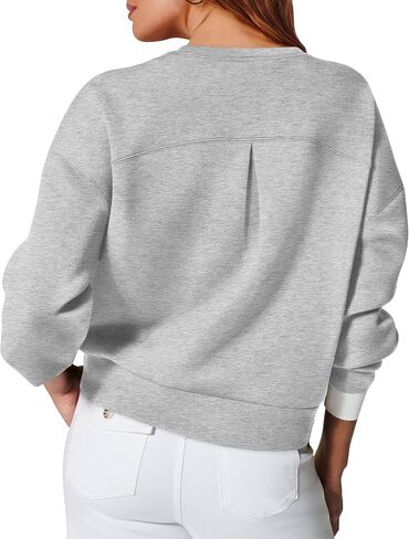 WIHOLL Sweatshirt for Women Crewneck Long Sleeve Pullover Loose Fit Crop Tops 2024 Fall Fashion Clothes in Saudi Arabia