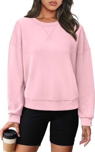 WIHOLL Sweatshirt for Women Crewneck Long Sleeve Pullover Loose Fit Crop Tops 2024 Fall Fashion Clothes in Saudi Arabia