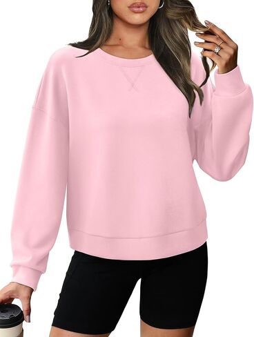 WIHOLL Sweatshirt for Women Crewneck Long Sleeve Pullover Loose Fit Crop Tops 2024 Fall Fashion Clothes in Saudi Arabia