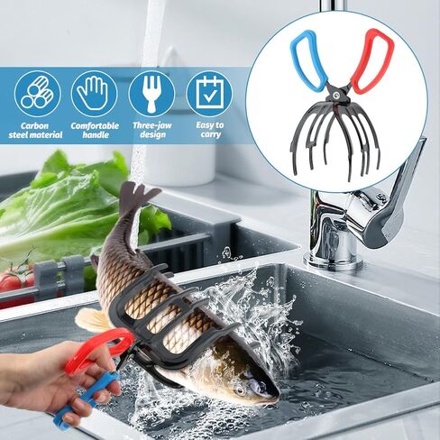 قابض السمك، 2024 ترقية جديدة 3 كماشة سمك مخلب، قابض سمك معدني متعدد الوظائف بثلاثة أسنان مشبك سمك لصيد الأسماك in Kuwait