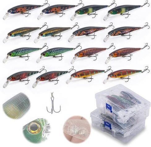 Goture أسماك الصيد السحر، Crankbaits الطعوم الصلبة مع صندوق معالجة، سريع / بطيء غرق أسماك أسماك المياه العذبة المياه المالحة، Topwater قلم رصاص الصيد السحر لسمك السلمون المرقط باس جثم الصيد Walleye الصيد in Saudi Arabia