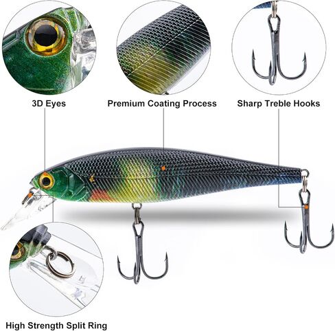 Goture أسماك الصيد السحر، Crankbaits الطعوم الصلبة مع صندوق معالجة، سريع / بطيء غرق أسماك أسماك المياه العذبة المياه المالحة، Topwater قلم رصاص الصيد السحر لسمك السلمون المرقط باس جثم الصيد Walleye الصيد in Saudi Arabia