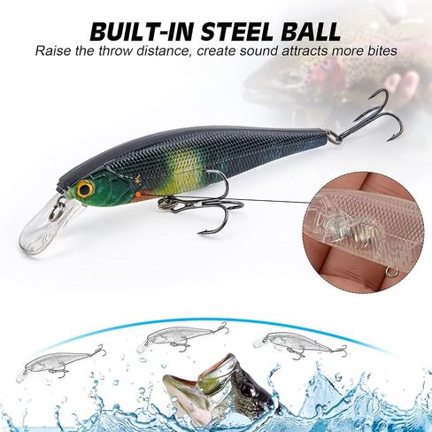 Goture أسماك الصيد السحر، Crankbaits الطعوم الصلبة مع صندوق معالجة، سريع / بطيء غرق أسماك أسماك المياه العذبة المياه المالحة، Topwater قلم رصاص الصيد السحر لسمك السلمون المرقط باس جثم الصيد Walleye الصيد in Saudi Arabia