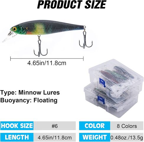 Goture أسماك الصيد السحر، Crankbaits الطعوم الصلبة مع صندوق معالجة، سريع / بطيء غرق أسماك أسماك المياه العذبة المياه المالحة، Topwater قلم رصاص الصيد السحر لسمك السلمون المرقط باس جثم الصيد Walleye الصيد in Saudi Arabia