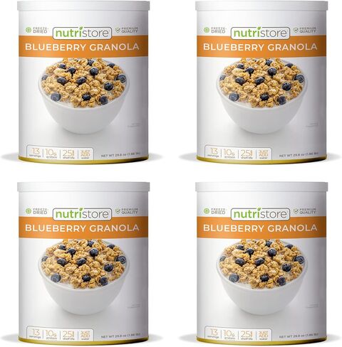 Nutristore Freeze-Dried Blueberry Granola | Emergency Survival Bulk Food Storage Meal | Perfect for Everyday Quick Meals and Long-Term Storage | 25 Year Shelf Life | USDA Inspected (1-Pack) in Saudi Arabia