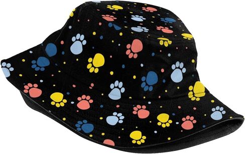 Dog Paw Print Bucket Hat Cute Fisherman Hat Colorful Paw Bucket Hats Sun Hat for Fishing Hiking Camping in Saudi Arabia