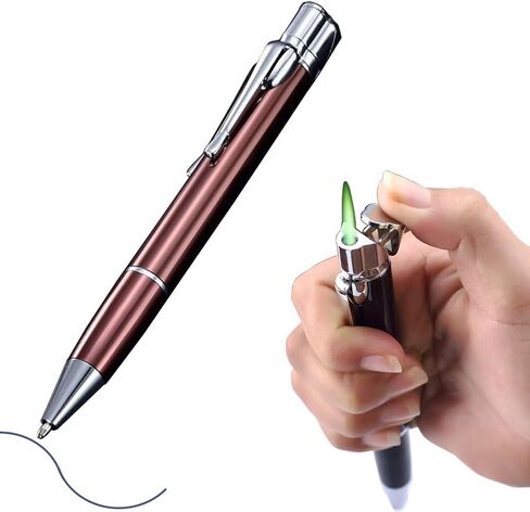 Butane Torch Lighter - Ballpoint Pen Lighter, Windproof Solar Beam Torch, Refillable Adjustable Green Flame Cool Lighter for Candle Camping BBQ Kitchen, Mens Gifts (Without Gas) (Black) in Saudi Arabia