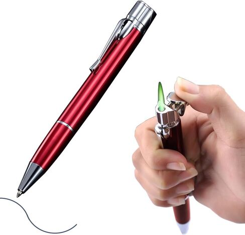 Butane Torch Lighter - Ballpoint Pen Lighter, Windproof Solar Beam Torch, Refillable Adjustable Green Flame Cool Lighter for Candle Camping BBQ Kitchen, Mens Gifts (Without Gas) (Black) in Saudi Arabia