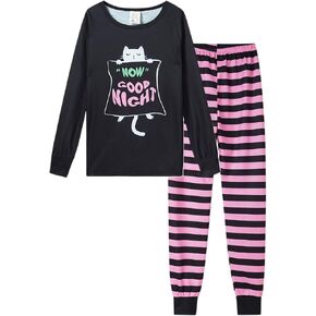 MyFav Big Girls Cute Cartoon Pajama Set Casual Comfy Loungewear Children Sleepwear