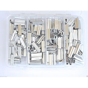 Aluminum Double Barrel Crimp Kit 50pcs Each 1.5,1.7,2.0,& 2.3mm 200lb-400lb