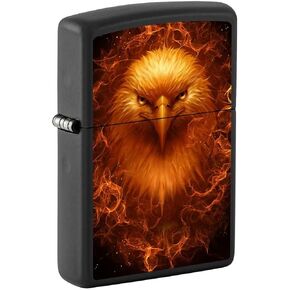 Zippo Lighter: Bald Eagle with Fire - Black Matte 81312
