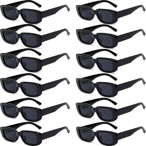 Tskestvy 12 Pairs Rectangle Sunglasses Pack Small Square Frame Glasses Retro Y2K Aesthetic Early 2000S Fashion for Women