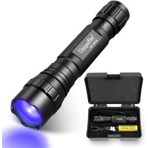 UniqueFire 501B 395nm UV Flashlight Blacklight Portable Black light for Resin Curing,Pet Urine Detection, Antique jade,etc