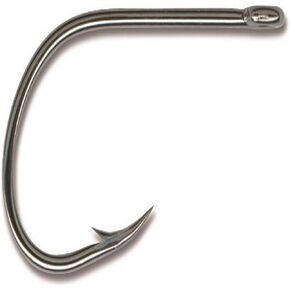 Mustad Ultra Point 2X Fine Wire Kirbed Point Big Gun Open Eye Siwash Hook (Pack of 6), Black Nickel, Size 3/0